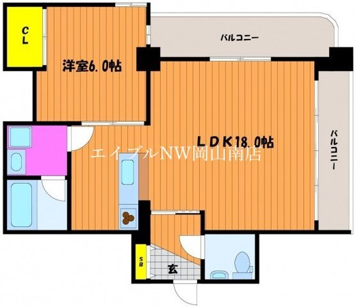 大元駅 徒歩10分 8階の物件間取画像